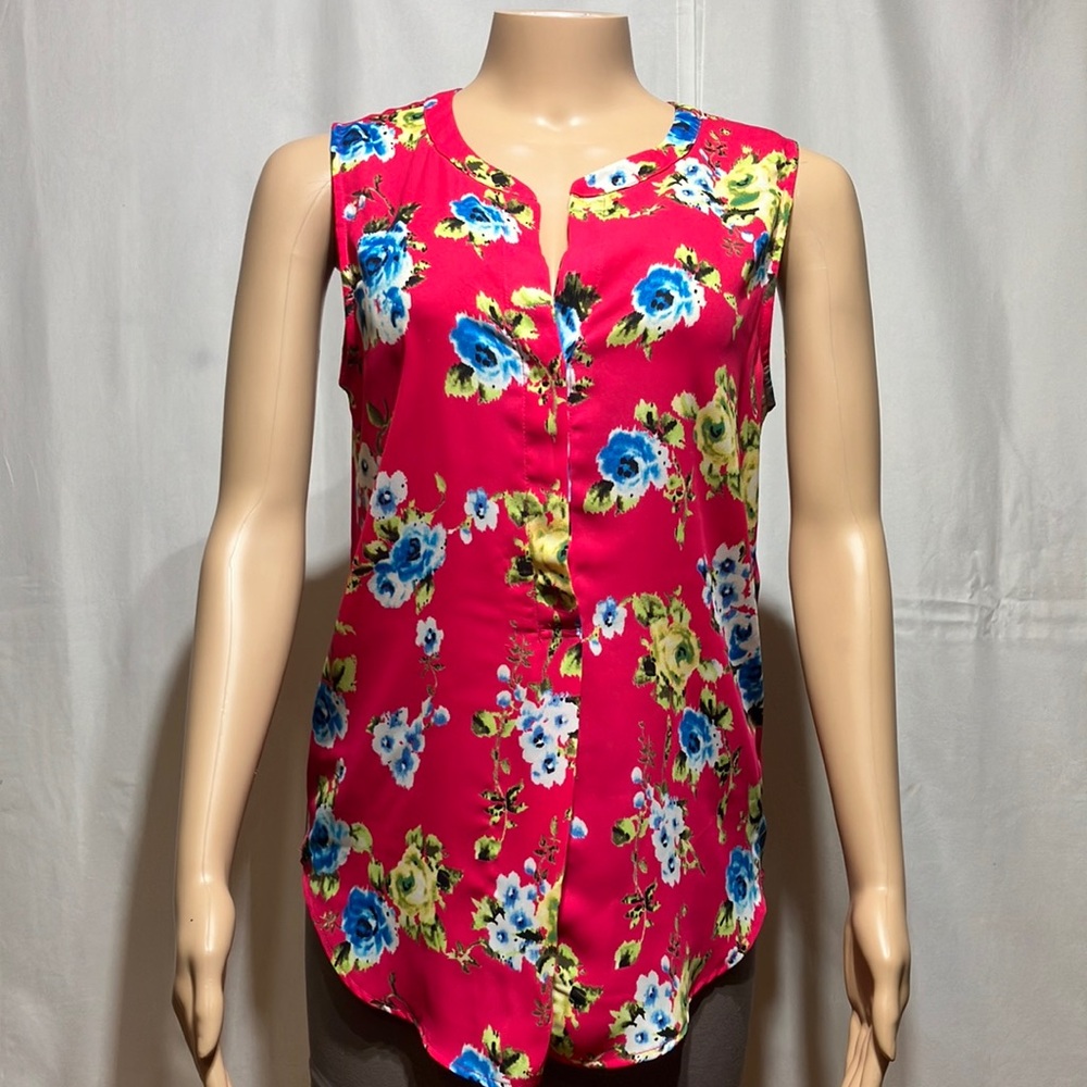 Floral Sleeveless Women's Top - Pink and Blue